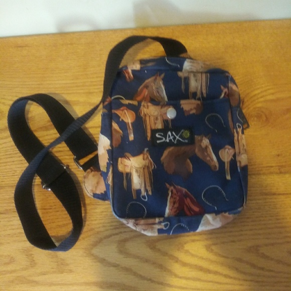 Sax Handbags - NWOT Sax horse equestrian print crossbody day bag Sax Handbags - NWOT Sax horse equestrian print crossbody day bag